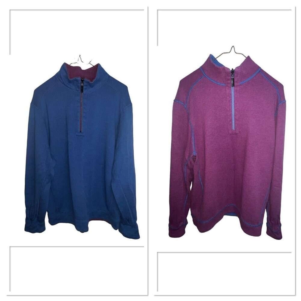 Tommy Bahama Flipshore Half Zip Reversible Coastline Heather MSRP $110 Men XL‎